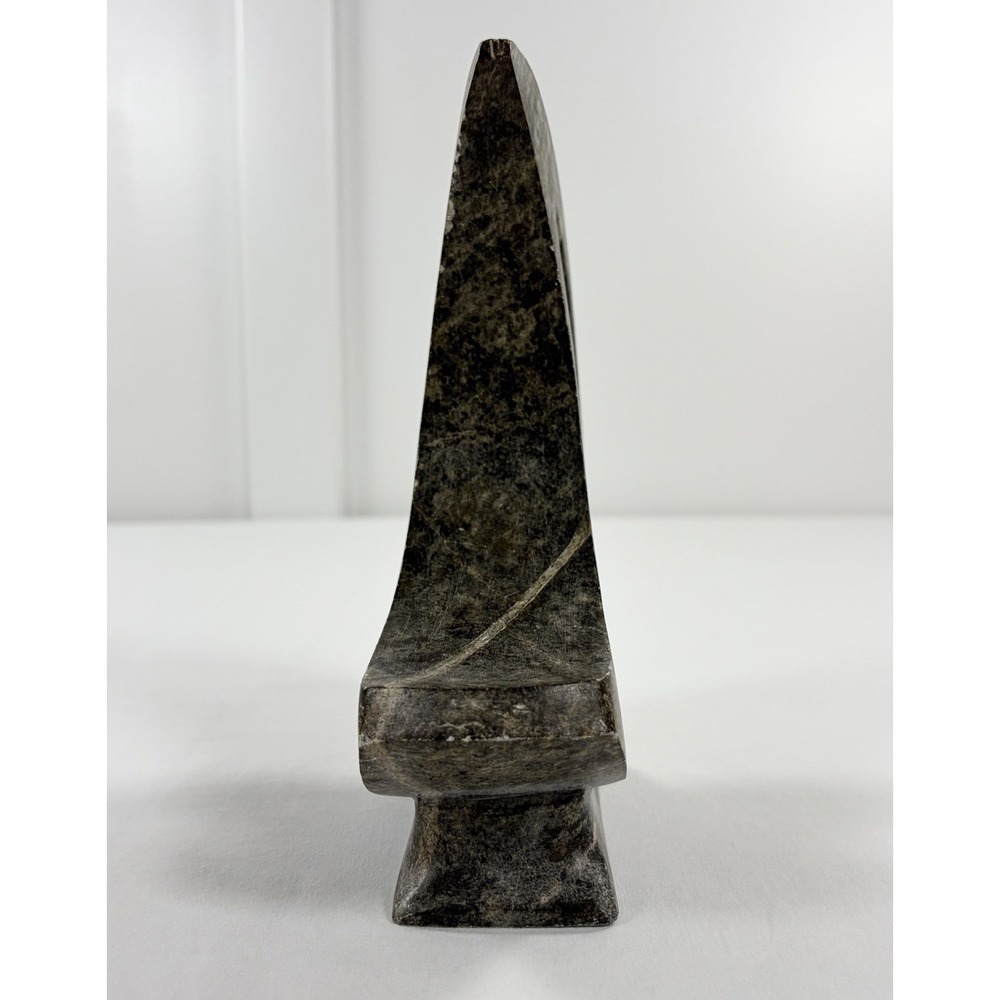Mid-Century Modern Moon Sculpture 8" Abstract Crescent Stone Art Shelf Decor - Picture 3 of 9
